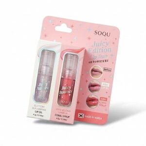 SOQU‎ Juicy Edition Lip Duo Glittery Plumping oil Vivid coral syrup 0.3 oz